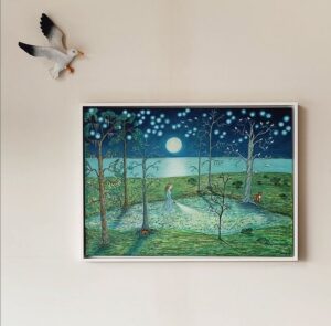 I fullmånens sken, akvarellmålning