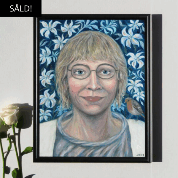 Helene med rödhake, oljemålning