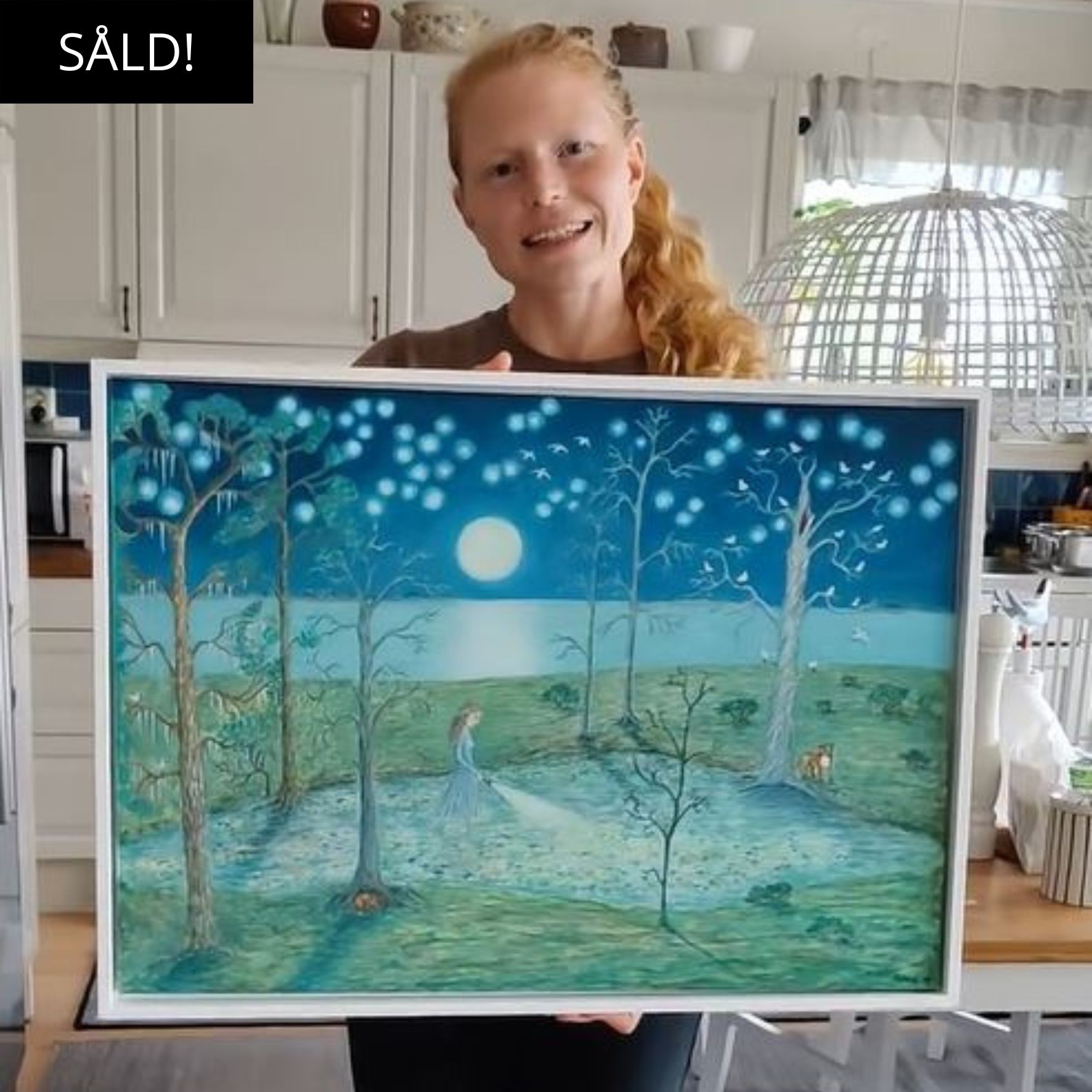 I fullmånens sken, akvarellmålning